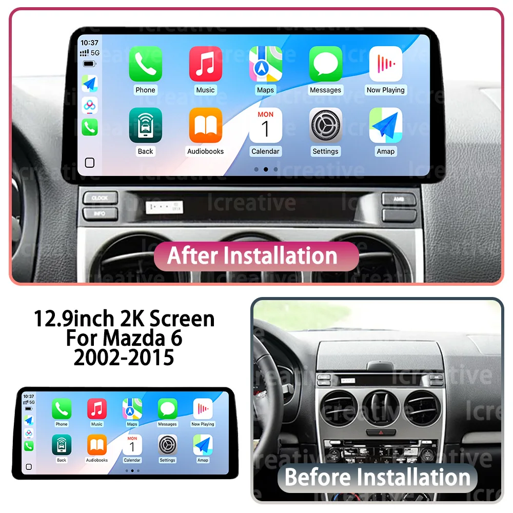 2din DSP أندرويد Carplay راديو سيارة ستيريو تلقائي لمازدا 6 2004-2015 مشغل وسائط متعددة ذكي 12.3 "HD 4G Wifi HU Navi GPS