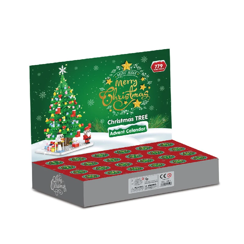 Nuevo conjunto de bloques de construcción de árbol de Navidad, caja de juguetes para niños, calendario de Adviento de Navidad, Kit Diy de ladrillos, regalo para niños de 6 años y más