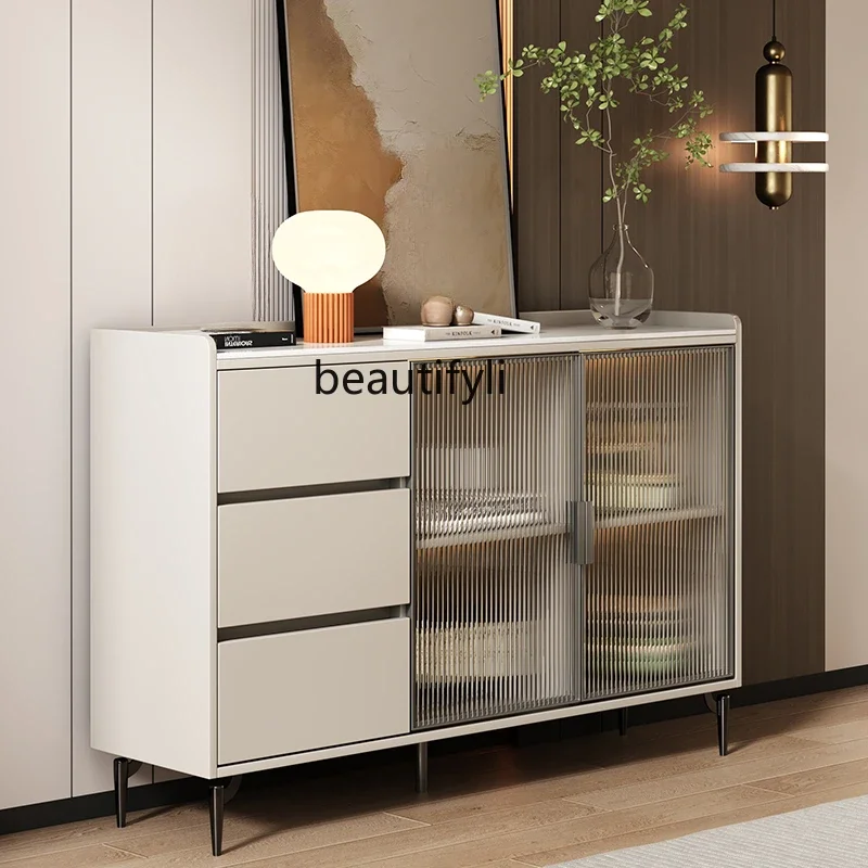 

Modern simple rock slab dining side cabinet multi-layer solid wood kitchen against the wall living room locker