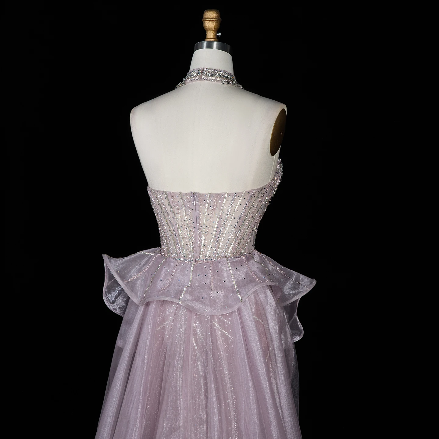 Sharon Said Abendkleid Luxuriöses Meerjungfrauenkleid aus Tüll mit Kristallen, Korsett und Perlen, Dubai Formelles Hochzeitskleid mit Überrock SS139 Maßanfertigung – Detail 8