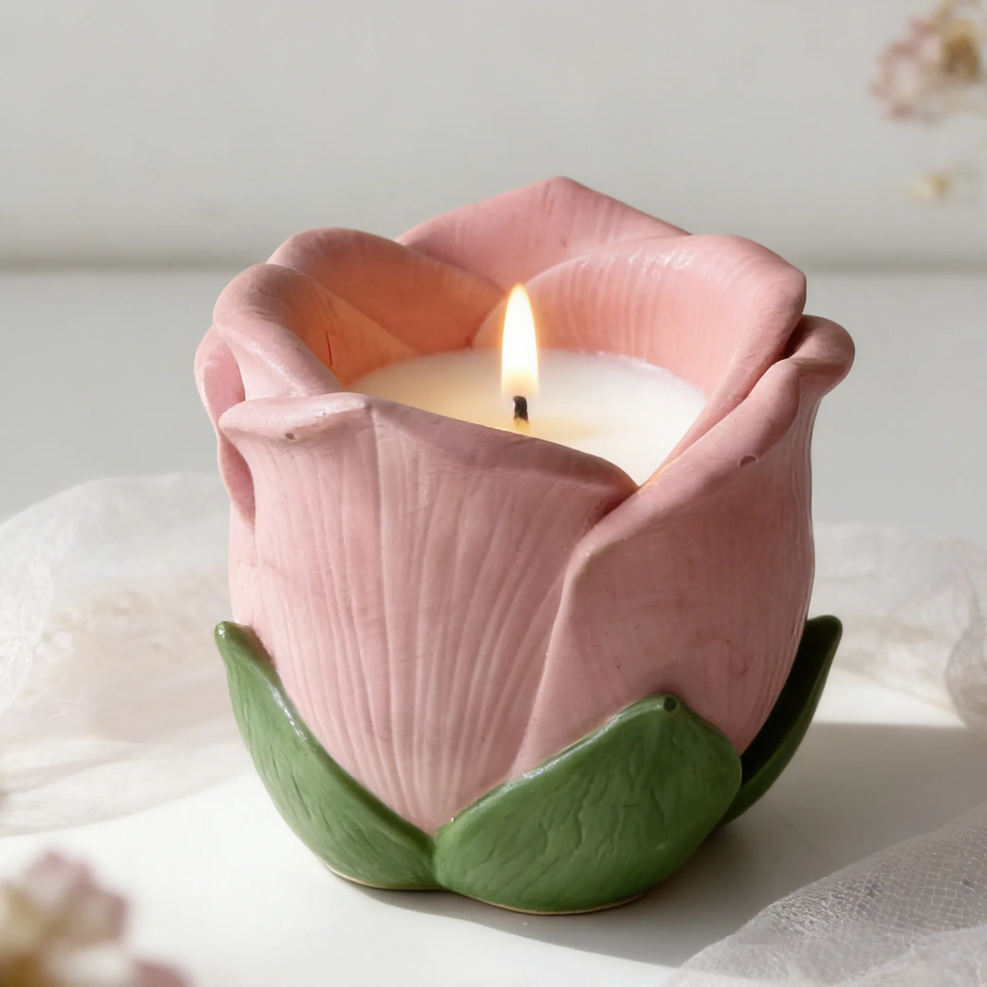

Lotus and Rose Candle Mold Floral Tealight Holder Silicone Mold for DIY Gypsum Cement Wedding Centerpiece Home Decor