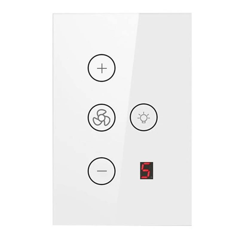

A15F-Tuya Wifi Five-Speed Fan Light Switch Thyristor Speed Adjustment Touch Panel Switch Remote Control