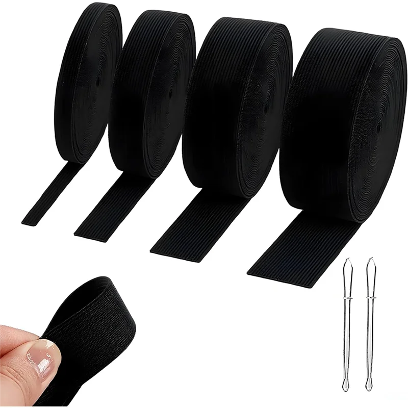 

P4-4 рулоны белой высокоэластичной швейной эластичной ленты, толщина 1 мм, ширина 0,6/1/1,4/2 дюйма, длина 5,5 ярда/рулон, 2 зажима A