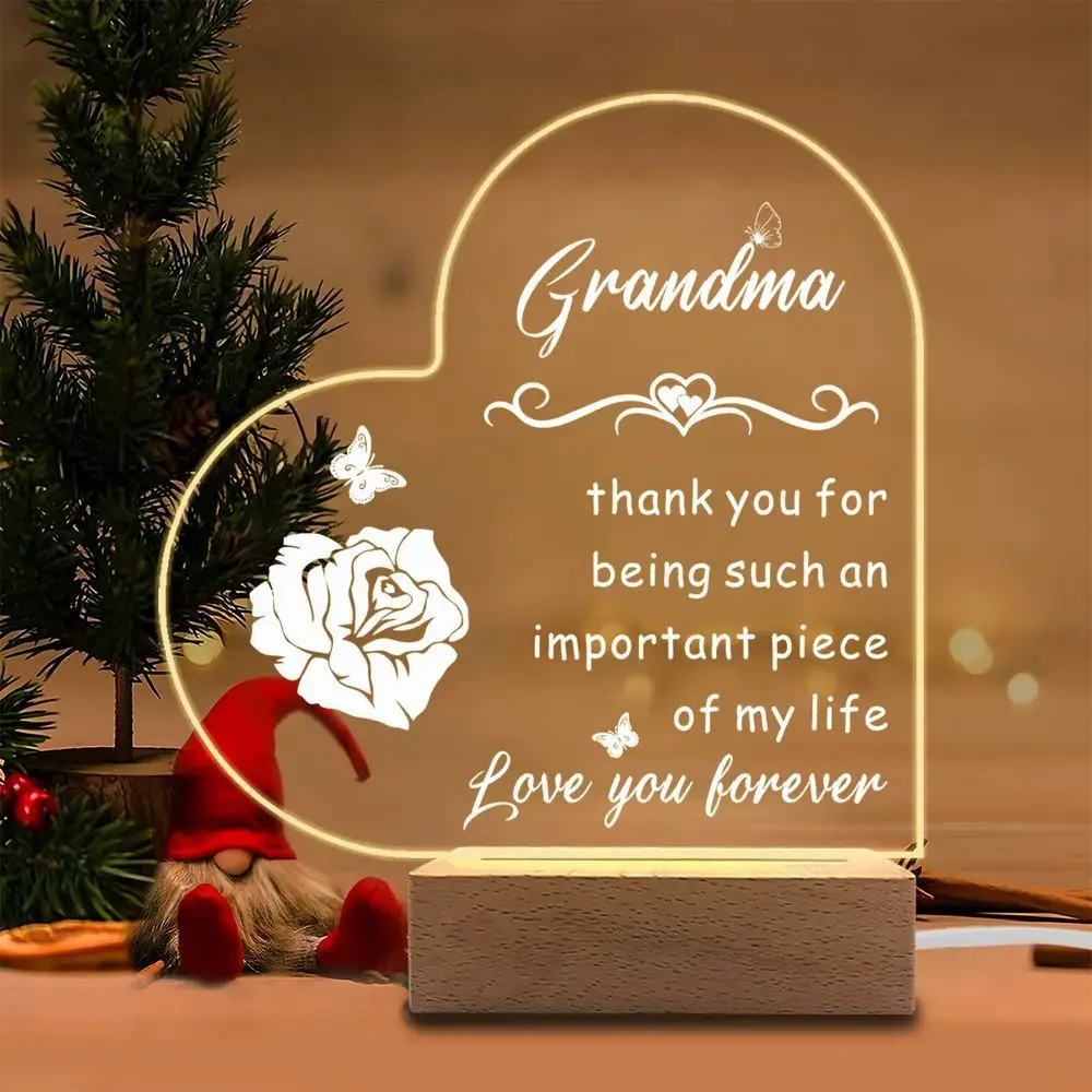 

1PC Acrylic Luminous Ornament Photography Accessories, USB Base, Grandma Gift, Grandson Commemorative Figurines
