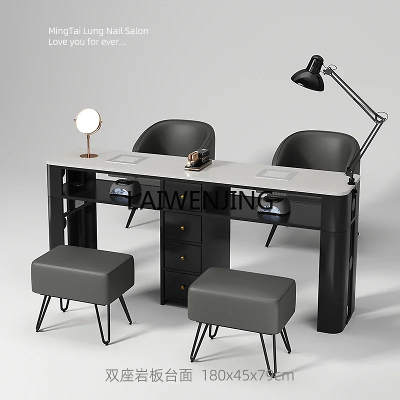 HLZ Marble Nail Table and Chair Set with Vacuum Cleaner Nail Shop Special Table