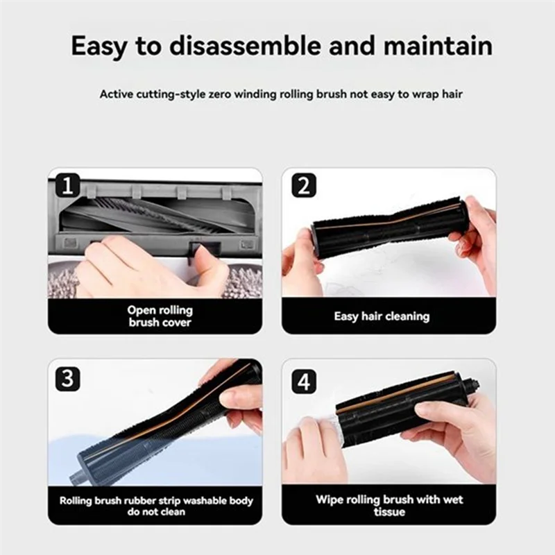

A85I-Replacement Roller Brush Scrape Strip Kit For Dreame X20 Pro/X20 Max/X10/X20/M40/M30S MOVA E30/P50 Pro Ultra Vaccum Attachm
