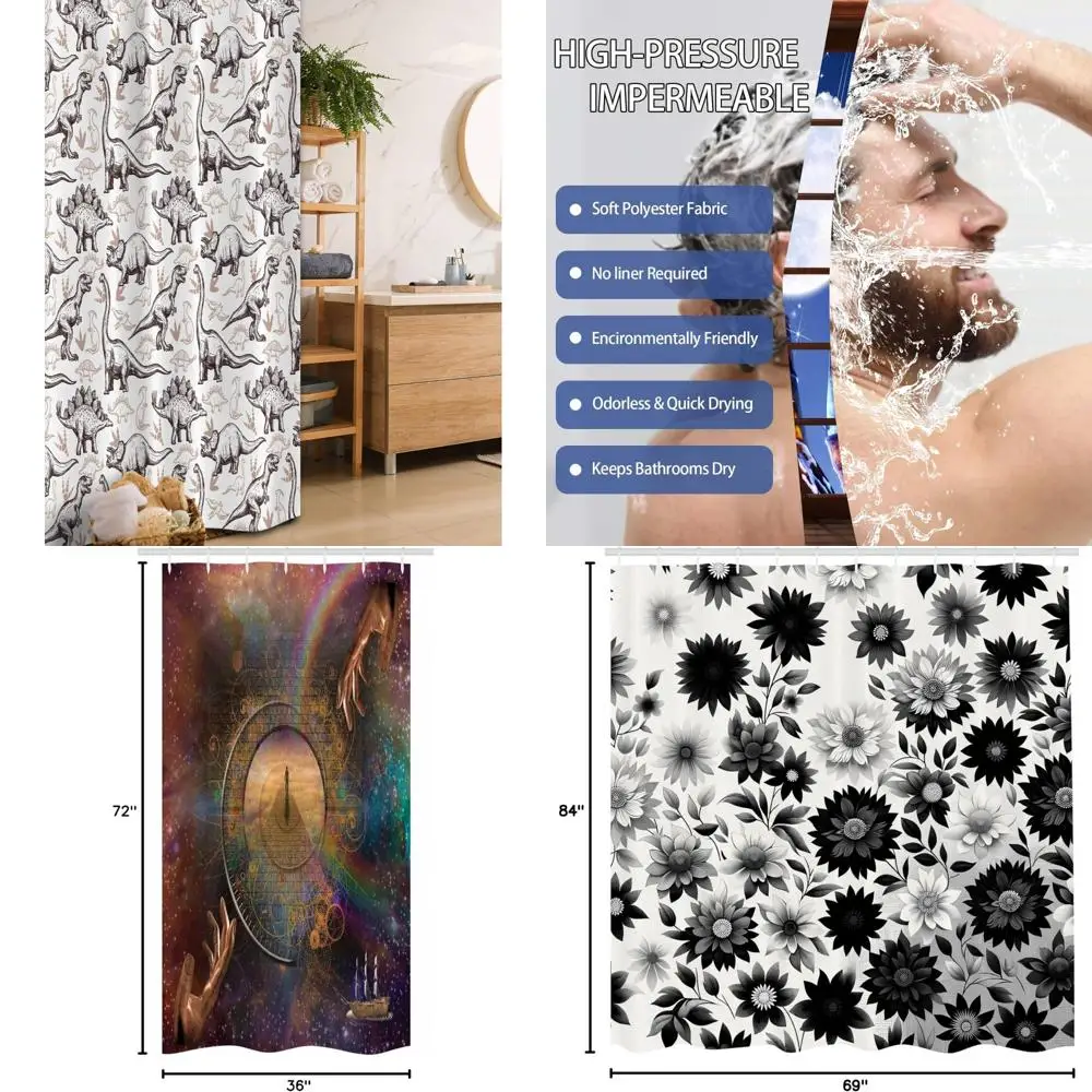 

стильная занавеска для душа: смелый принт рептилий с эскизами следов и абстрактным художественным рисунком