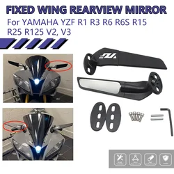 Modificado vento asa espelho retrovisor, motocicleta espelho acessórios, rotação 360 °, Yamaha YZFR1, R3, R6, R6S, R15, R25, R125, V2, V3, 2 pcs