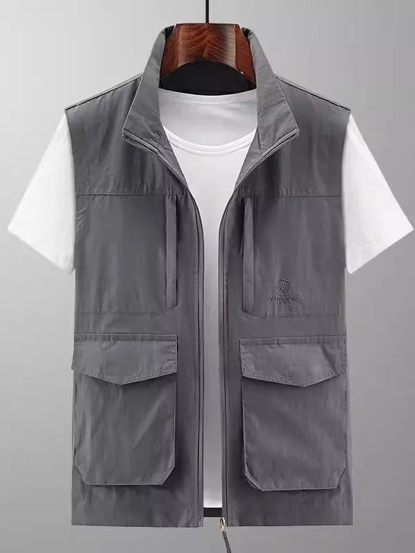 

Spring Autumn Outdoor Leisure Thin Men's Vest Svel Workwear Vest Fiing Volunteer Faion Urban Sle Zipper Closure