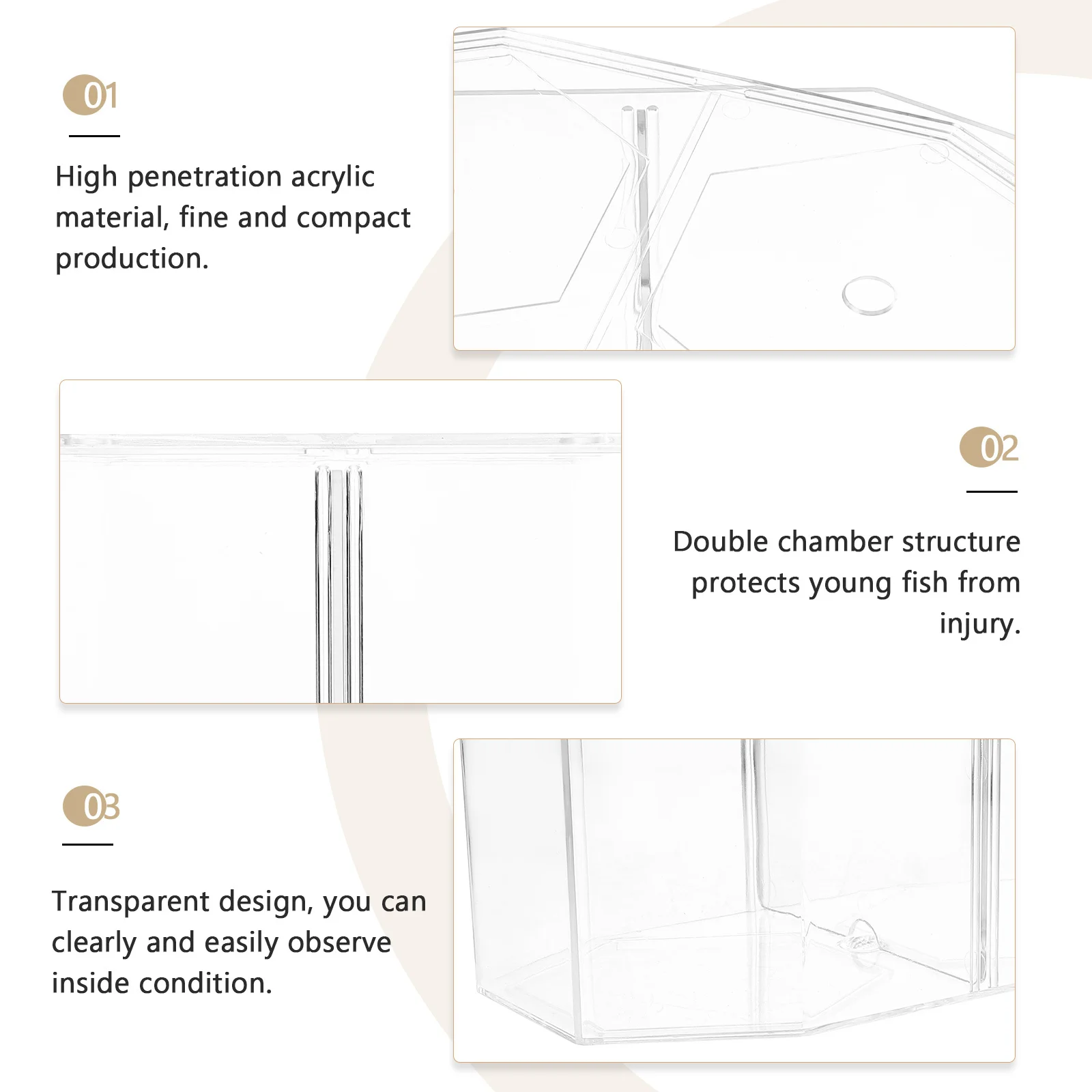 

Clear Fish Isolation Box Double-Grid Breeder Tank Accessory Professional Practical Design Convenience Hatching Incubator