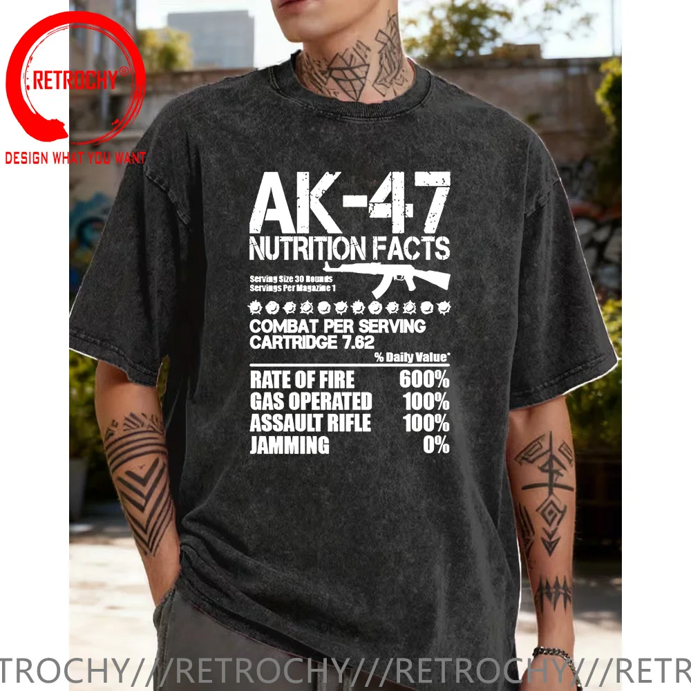 Unique Russian Kalashnikov AK47 Graphic T Shirt Men Women Tee Shirt Man Fashion Summer Vintage Washed Cotton AK 47 AK-47 T-Shirt