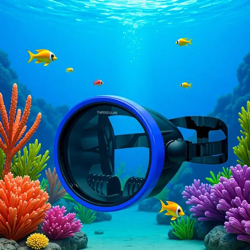 Classic Retro Oval Spearfishing Dive Mask, Panoramic Wide View Tempered Glass Single Lens Adult Snorkeling Freediving Goggles