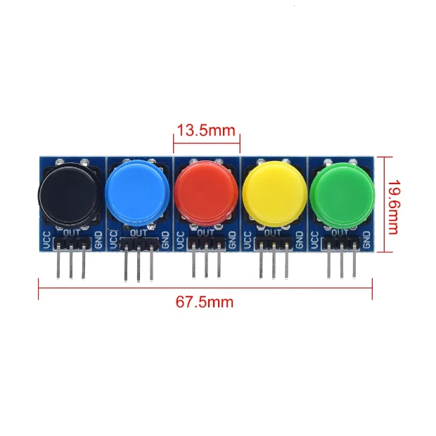Hongtai Technology Electronic Building Blocks Big Key Module Pushbutton High Level Output Module Five Color Set