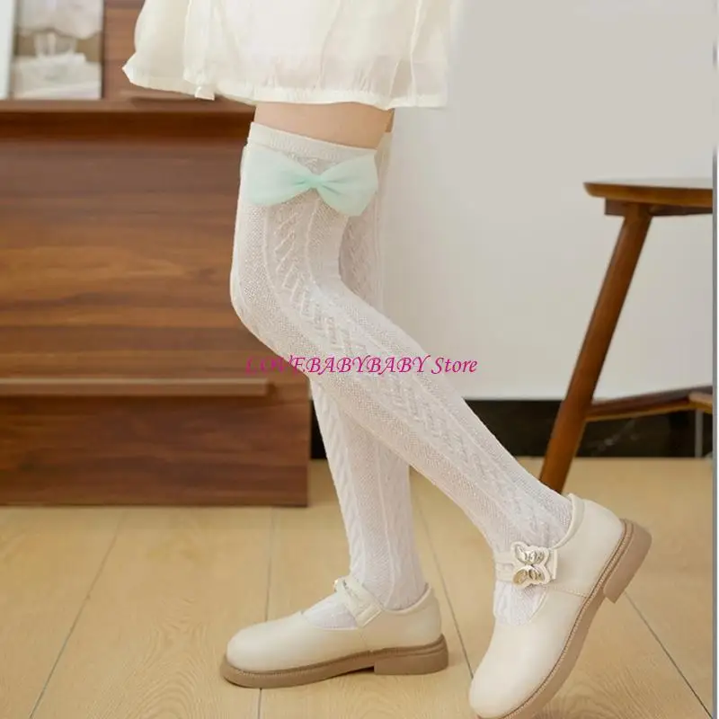 

Girls Breathable Over Knee Socks Embellished with Decorative Ruffle and Bowknot Elasticized Comfort for Daily Wear 4XBC