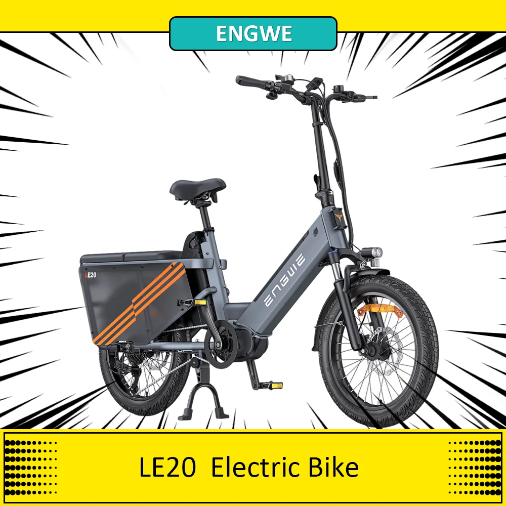 ENGWE LE20 Cargo Electric Bike, 250W Mid-drive Motor, Torque Sensor, 48V 2*19.2Ah Battery, 20x3.0-inch Tires, 25km/h Max Speed