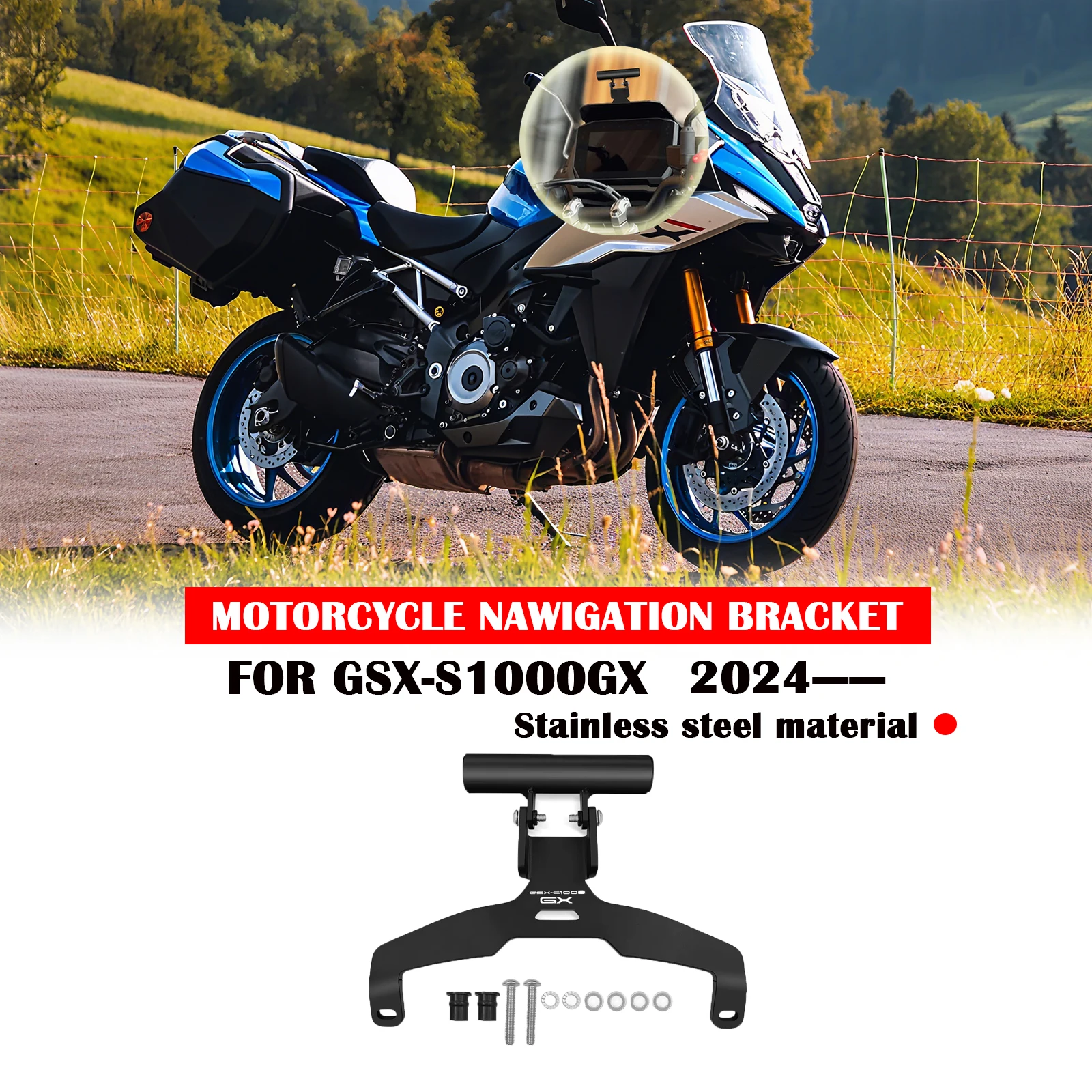

For Motorcycle Windshield GPS Navigation Mount Bracket Navigation Windscreen GPS Holder GSX-S1000GX 2024- GSX-S1000 GX
