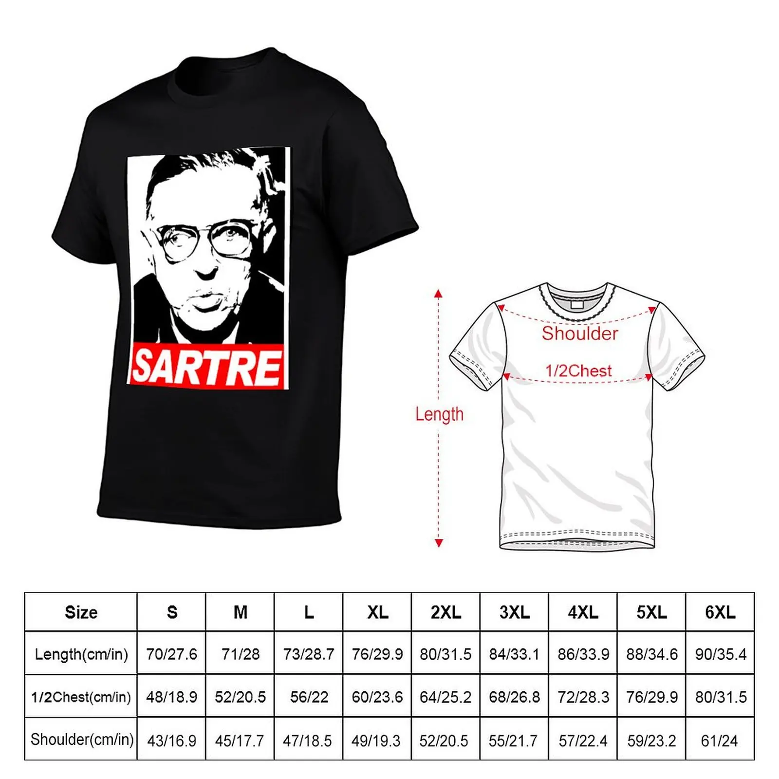 Jean-Paul Sartre T-Shirt Holiday Vacation Tee Shirt