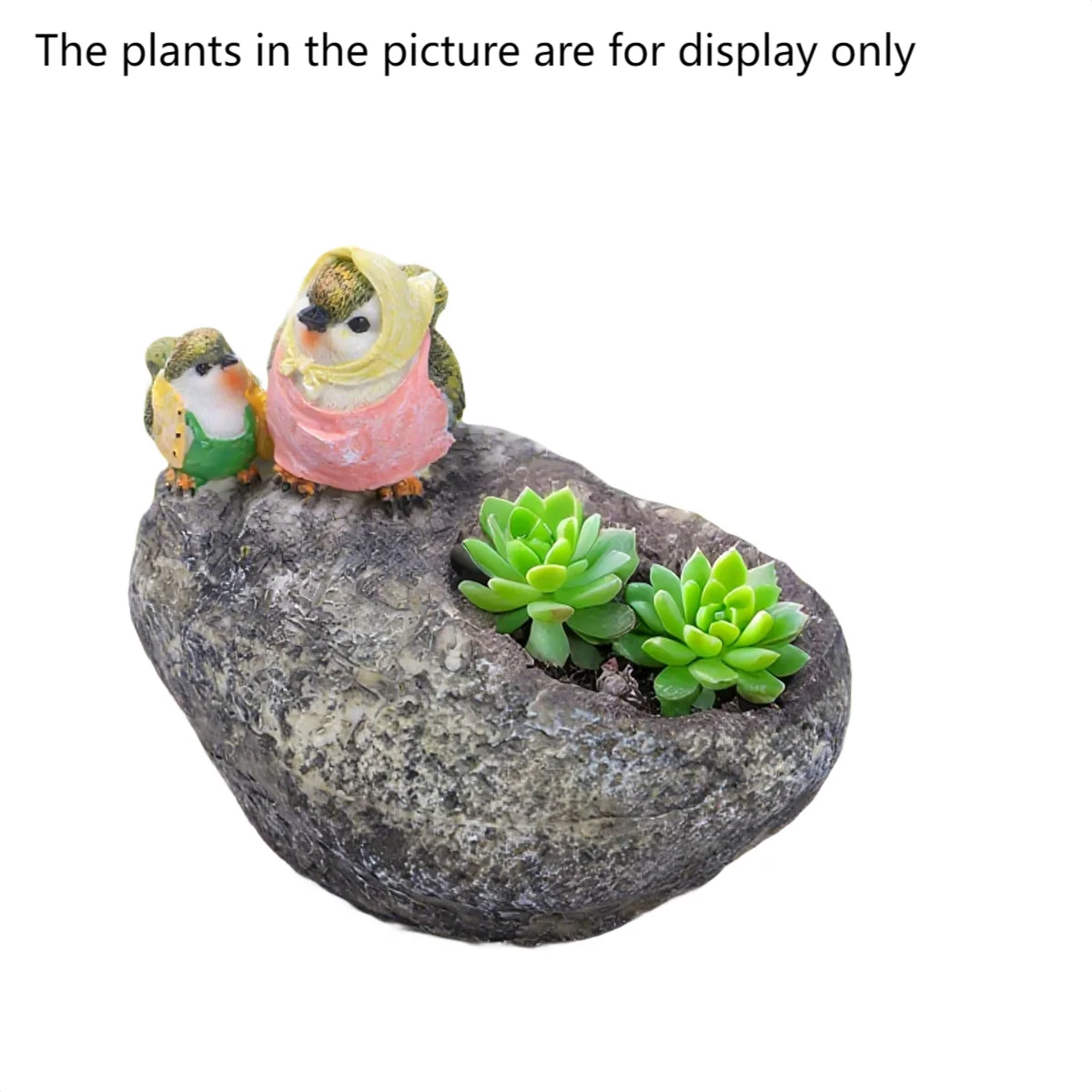 Resin flowerpot with bird motif designed for creative garden and indoor plant decoration weather resistant and