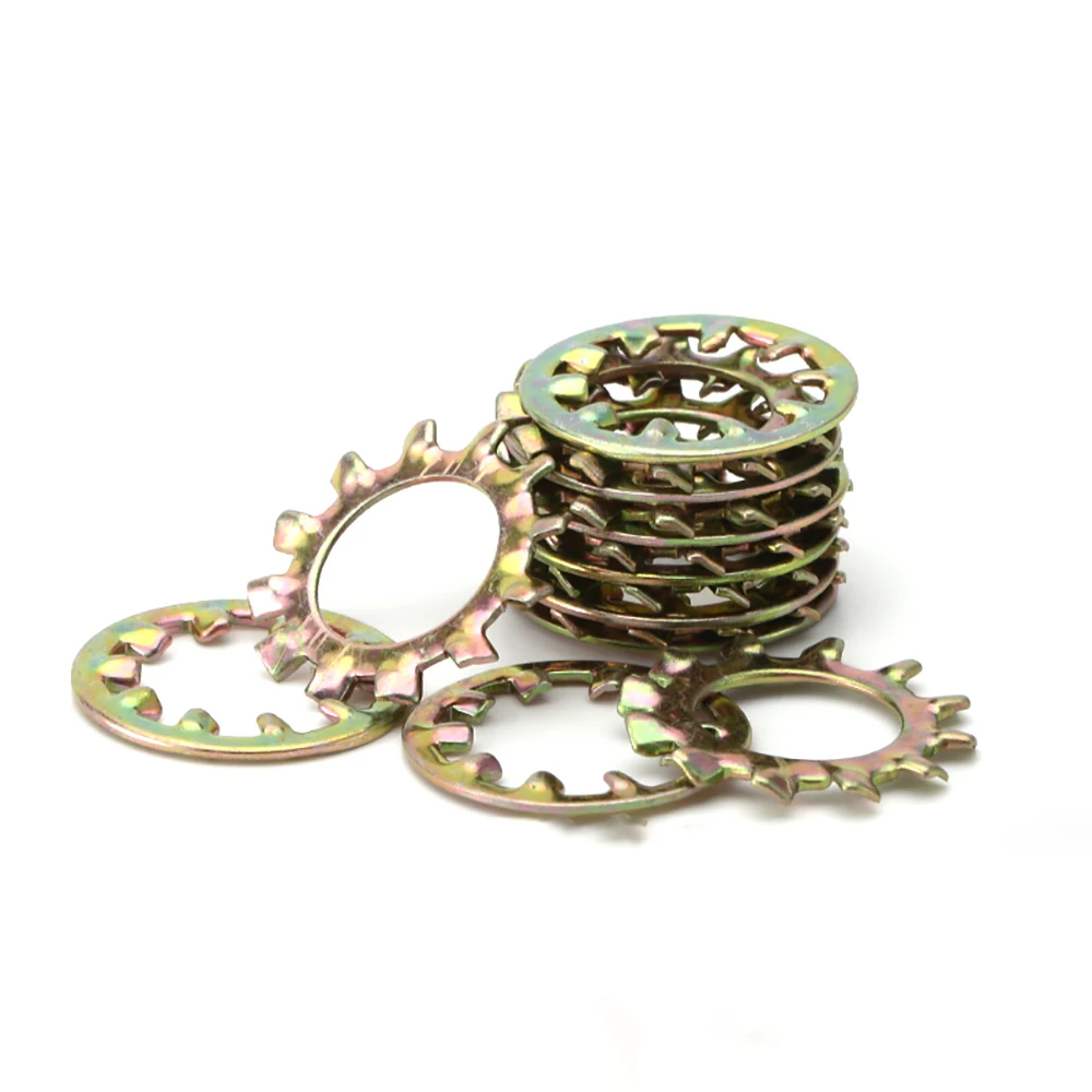 Internal & External Serrated Tooth Shakeproof Lock Washers - Color Zinc Plated