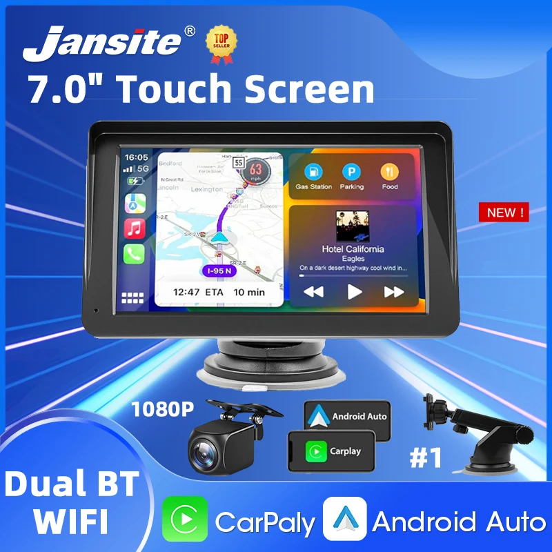 Jansite CarPlay Android Auto Car Radio Multimedia Video Player 7inch Portable Touch Screen With USB AUX For Rear View Camera