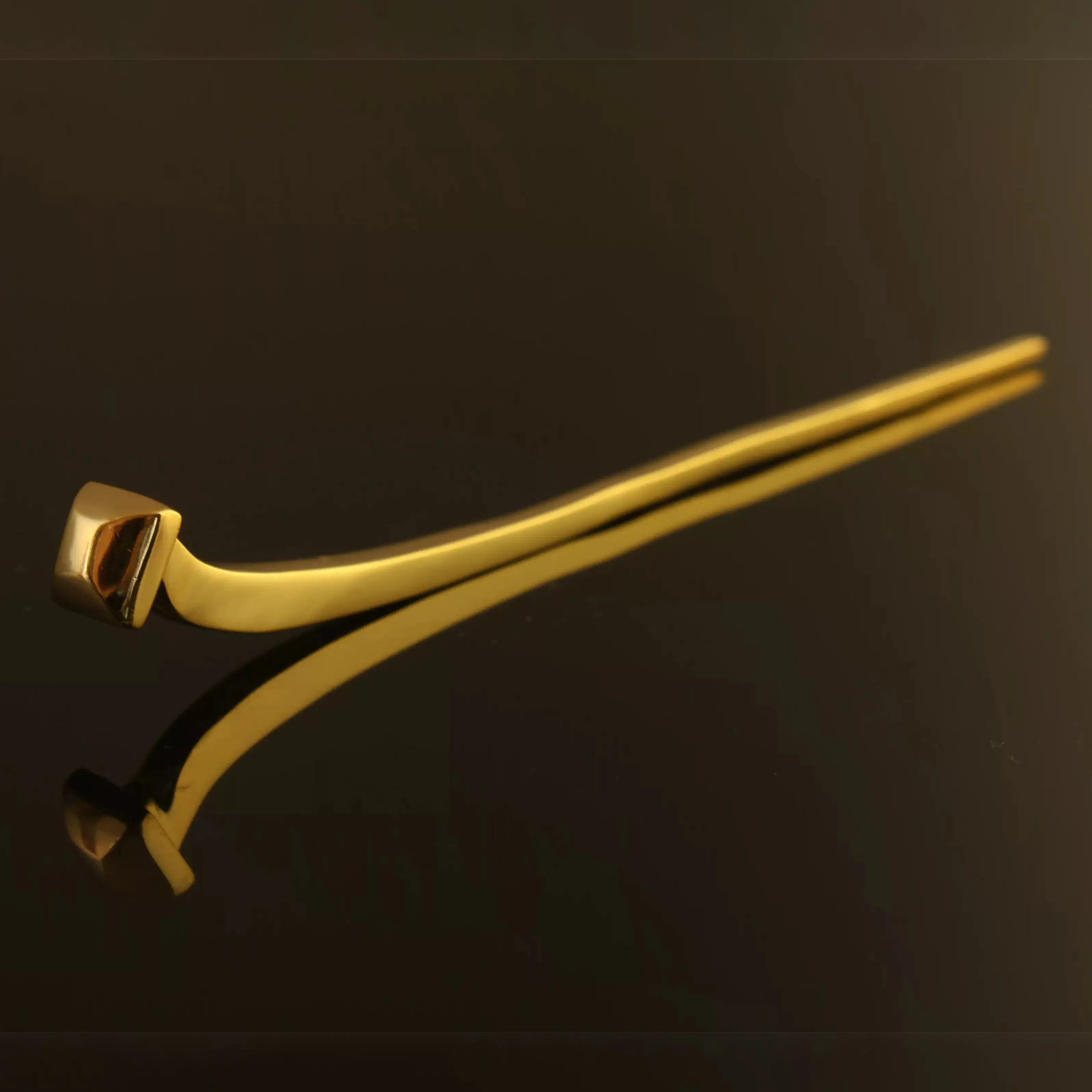 Vintage Chinese Ming Dynasty Style Gold Plated Copper Square Head Hair Stick Lucky Blessing Hairpin For Hanfu Cosplay Ancient