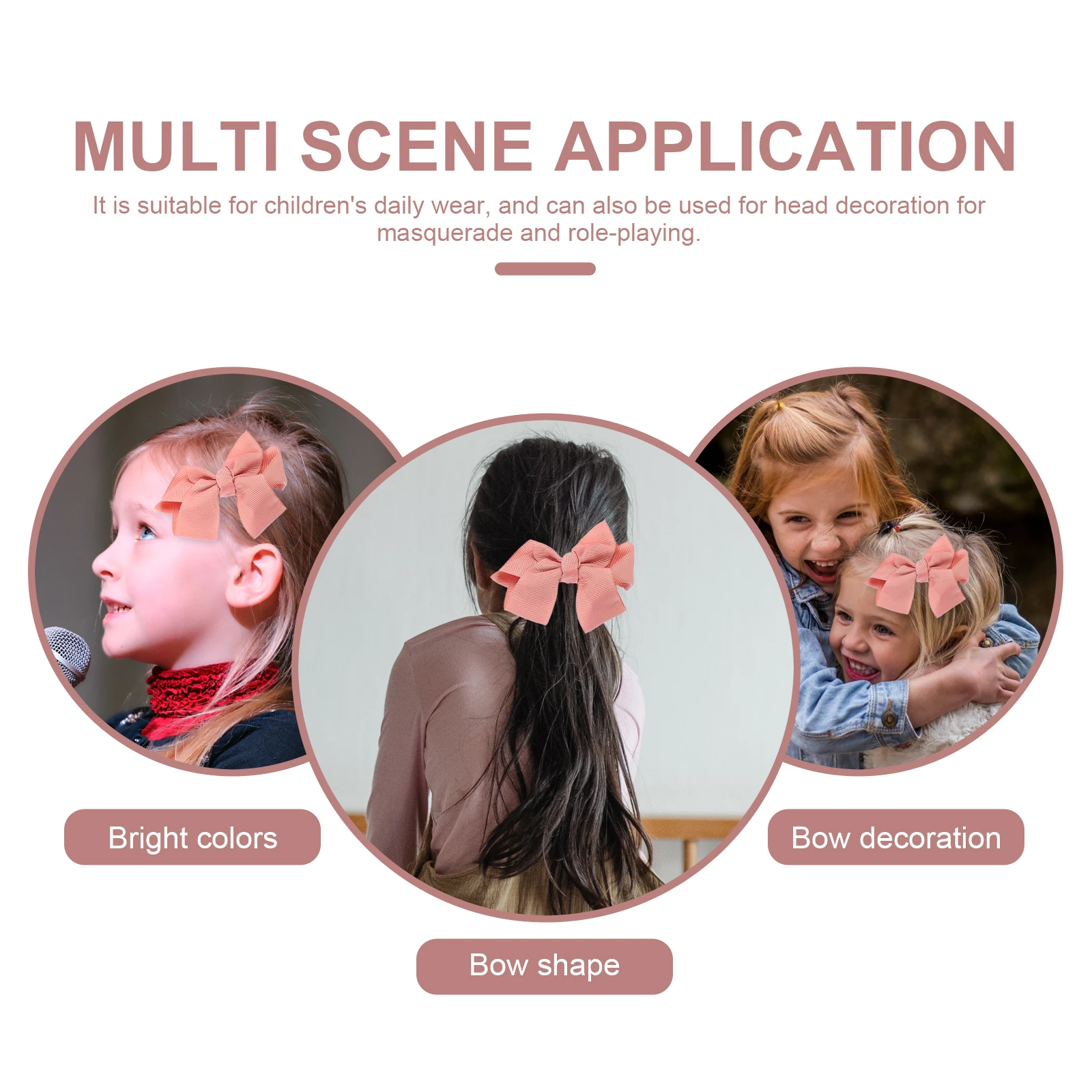 

24pcs Hair Clips Girls Bowknot Decor Bright Colors Comfortable Wear Kids Accessories Hair Bows Little Girl Pins