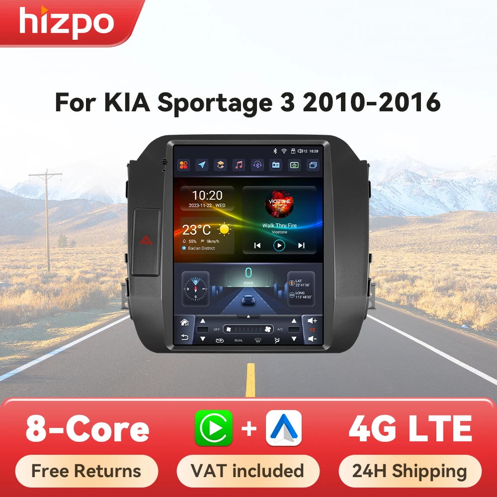 Hizpo For Tesla Style Android Auto Radio For KIA Sportage 3 2010-2016 Carplay 4G Car Screen Multimedia GPS 2din Autoradio 4G RDS