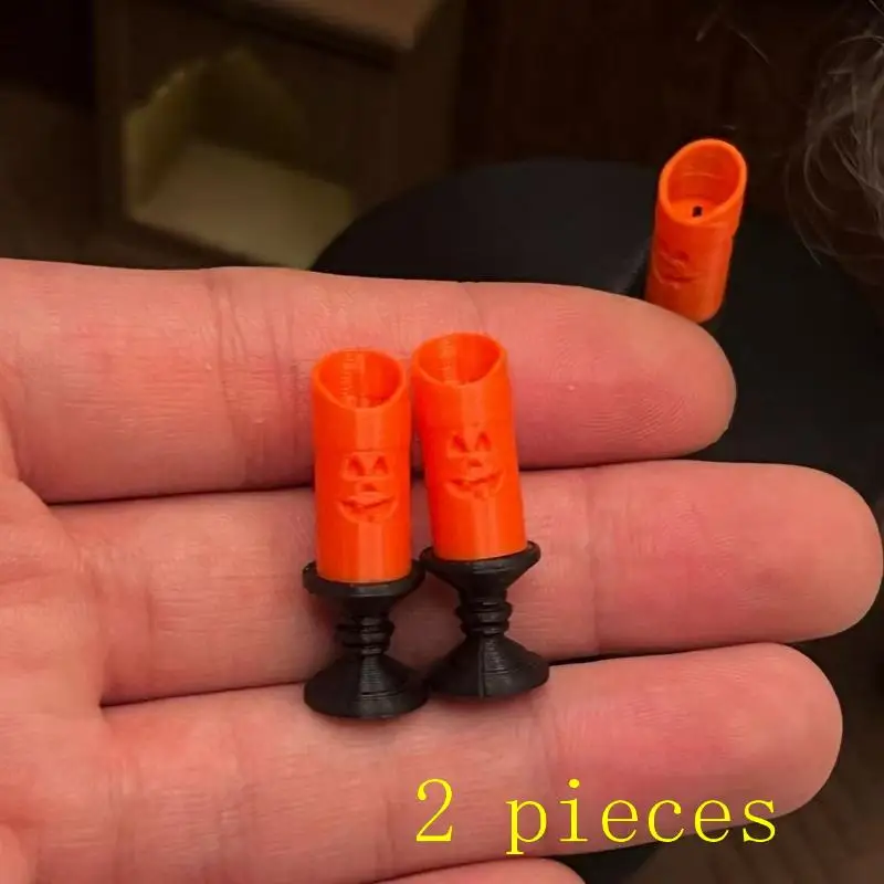 Tiny Size Dollhouse Miniature Halloween Candlestick Mini Pumpkin Face Lamp Model for Micro Landscape Holiday Decor