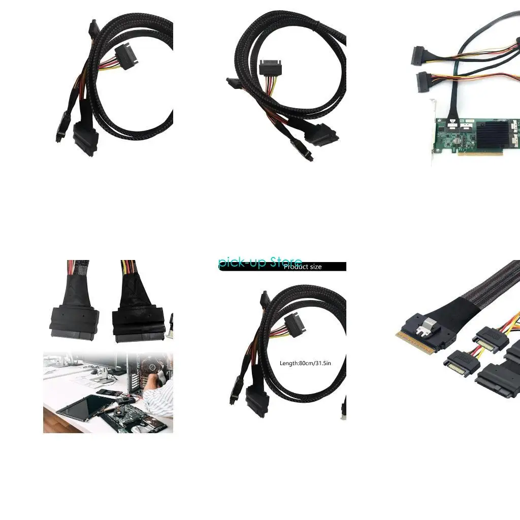 

Q5WA IT Professional SFF8654(8i) to 2SFF-8639 NVME Data Cable Power Supply