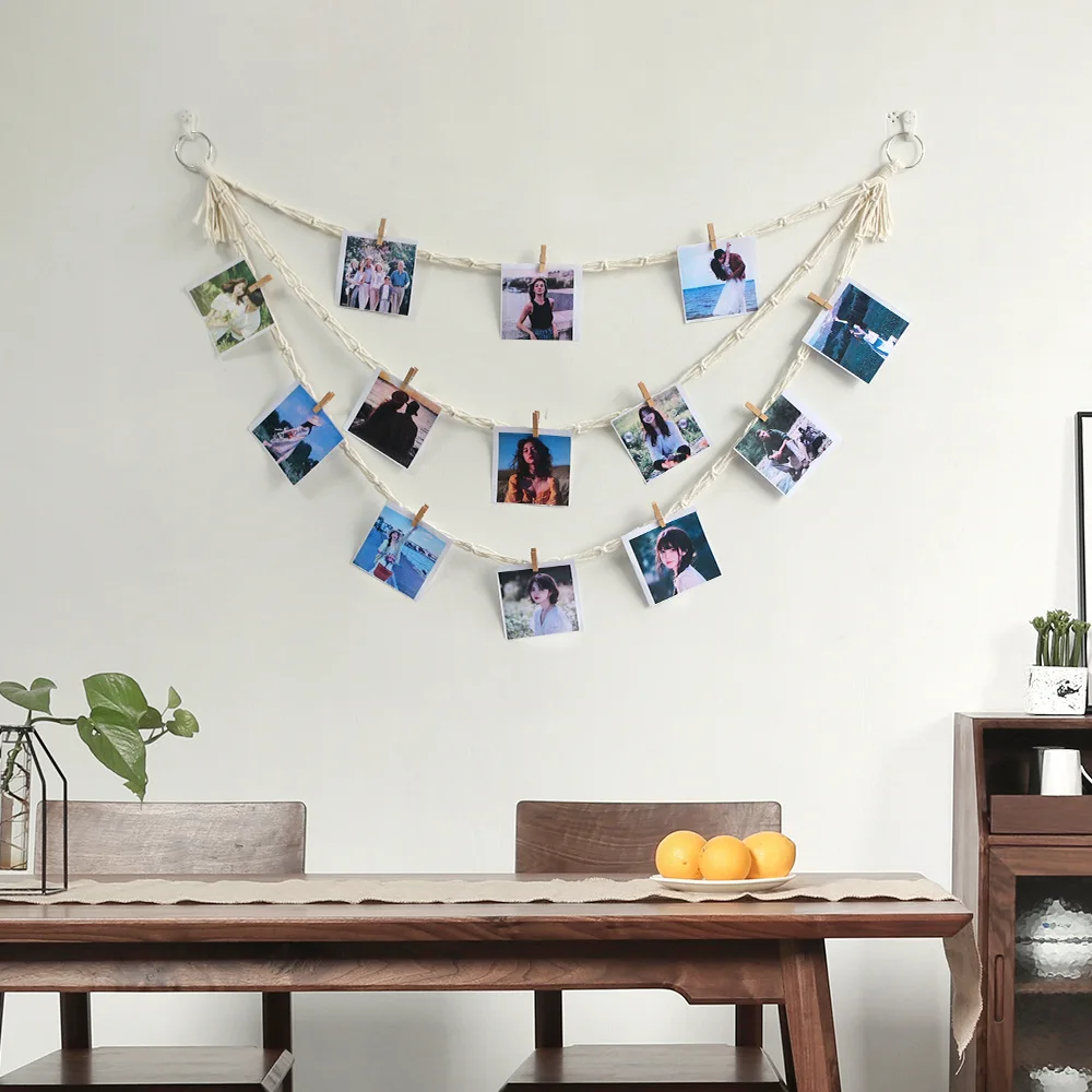 Macrame Hanging Photo Display Wall Decor