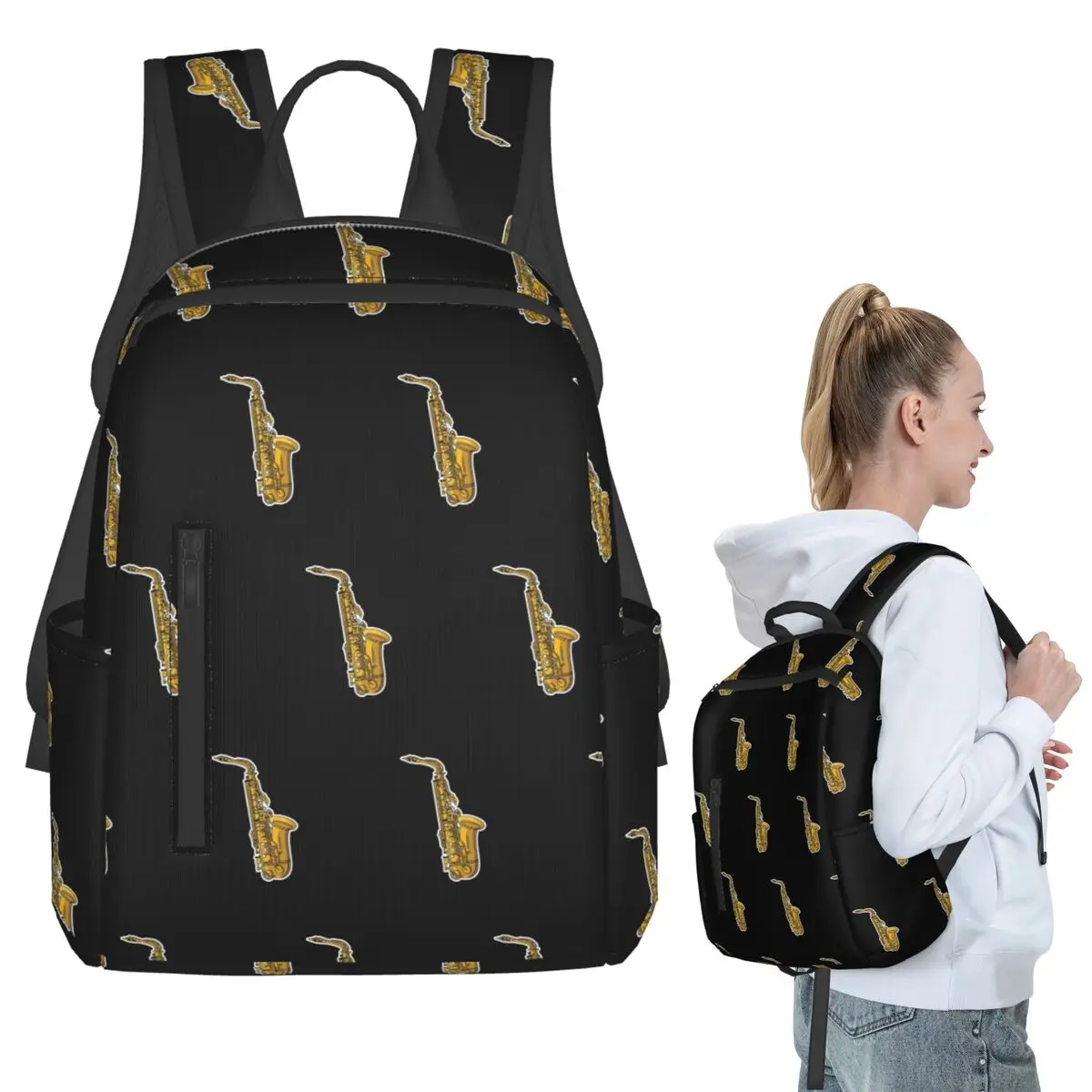 

Saxophone Player Backpack Student BookBag Kids School Bag Computer Shoulder Bags Boys Girls