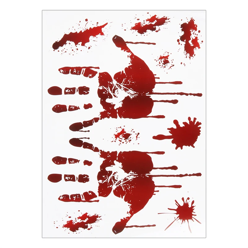 Autocollants Fenêtre Halloween Empreintes Sanglantes - Décorations Horreur Amovibles