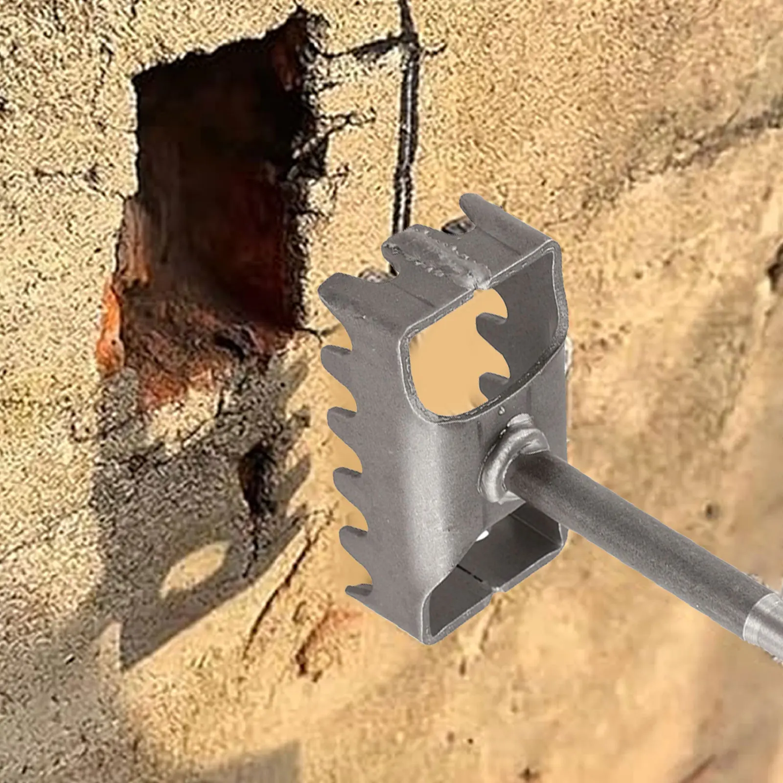 Round Handle Square Slotter For 86 Type Wire Box Cement Wall Hole Puncher For Switch Sockets Heavy-Duty Metal Hand Tool