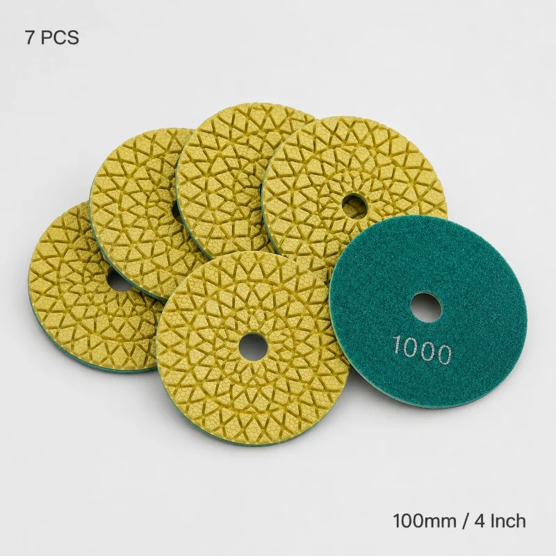7Pcs 4 Inch 100mm Diamond Resin Polishing Pads Wet Grinding Disc For Grinding Polishing Stone Granite Marble Stone Ceramic Tiles