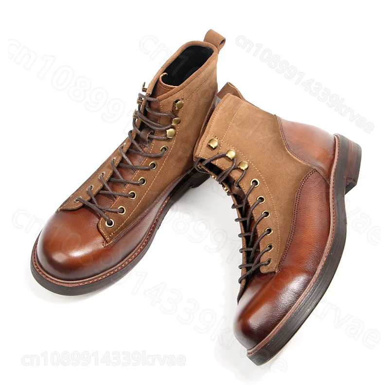 

Mountaineering boots Tooling boots Retro first-layer cowhide hand-polished men shoes motorcycle boots botas motocross