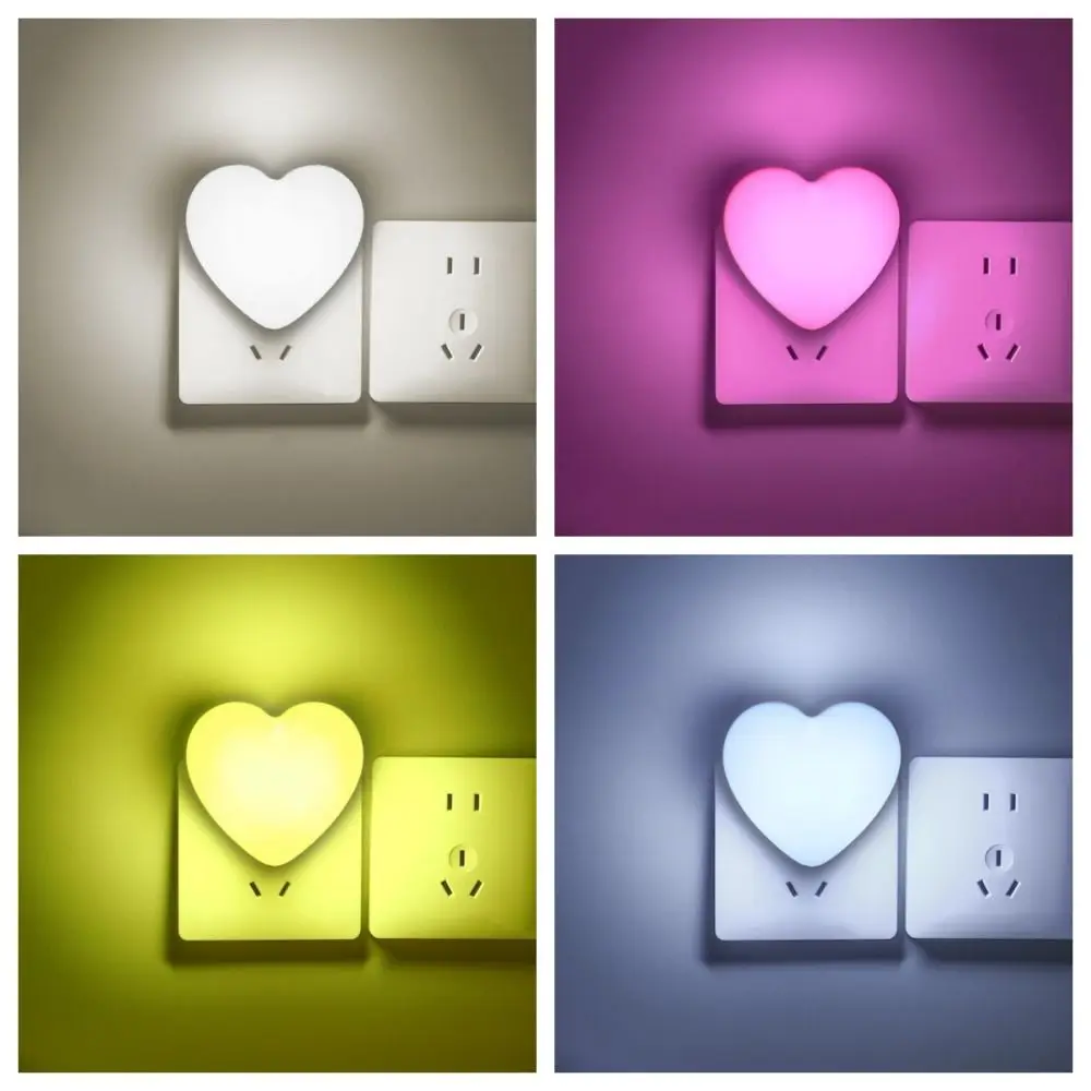 New Sensor Control LED Night Light Energy Saving US Plug Night Lamp Love Shape Bedroom Stairs LED Sensor Lamp For Children