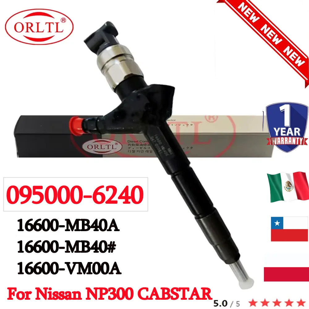 

ОРЛЛ 095000 -6240 OEM 16600-MB40A 16600-MB40 # 16600-VM00A Форсунка дизельного топлива 095000 -6241 095000 -6243 Для Nissan NP300 CABSTAR