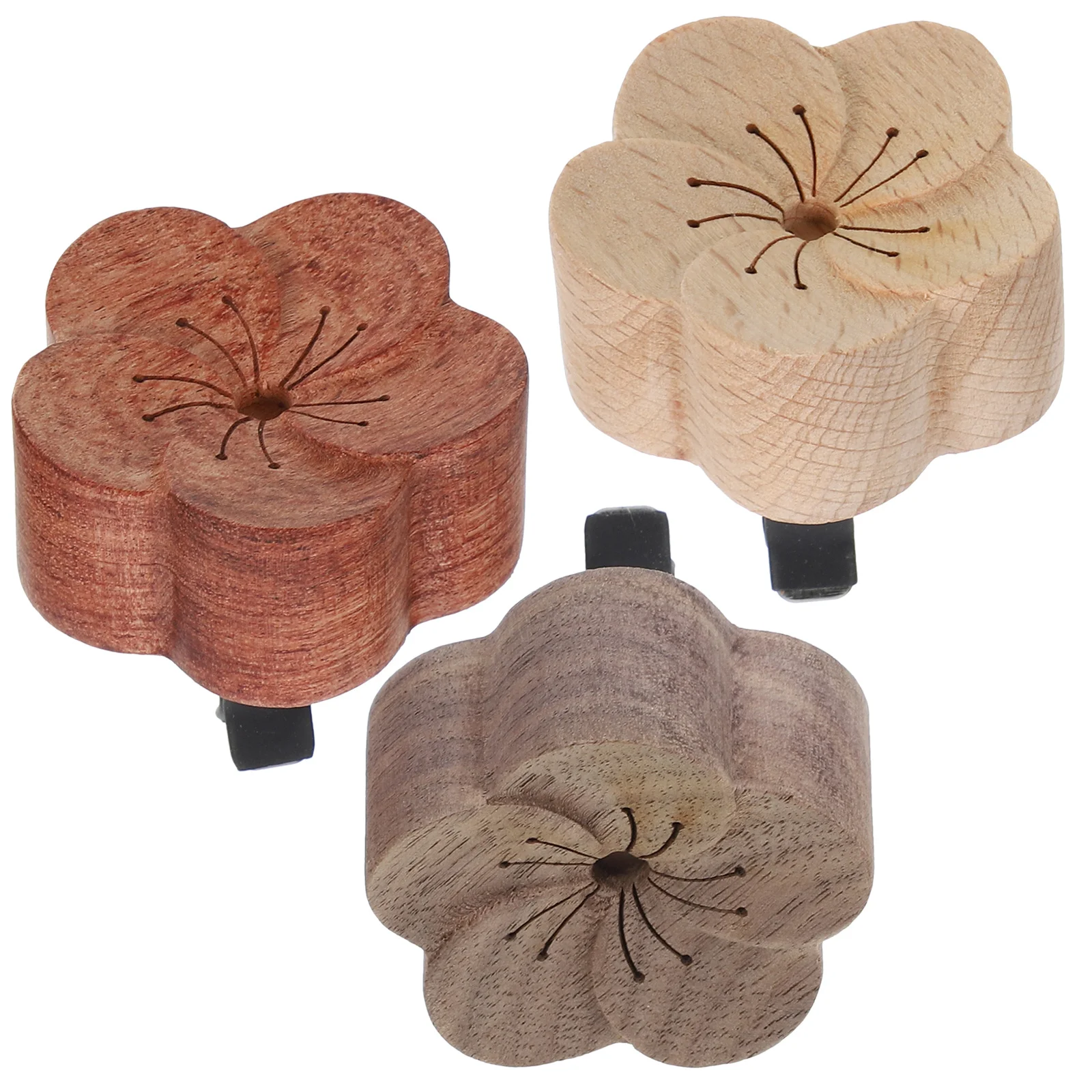 

3Pcs Car Vent Clips Wood Flower Air Freshener Portable Elegant Universal Design Car Outlet Clips Dashboard Decorations