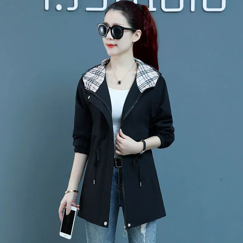 

Women Office Outerwear Autumn Winter 2025 New Long Sleeve Coat Hooded Jacket Loose Korean Fashion Solid Tops For Female Overcoat