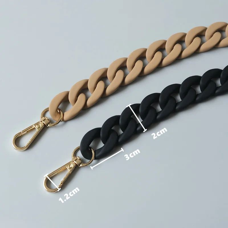 Neue modische Damenhandtaschen-Accessoire-Kette, matt, lila, schwarz, beige, Harz-Kette, mattierter Riemen, Damen-Clutch, Schultertasche, Kette – Detail 3