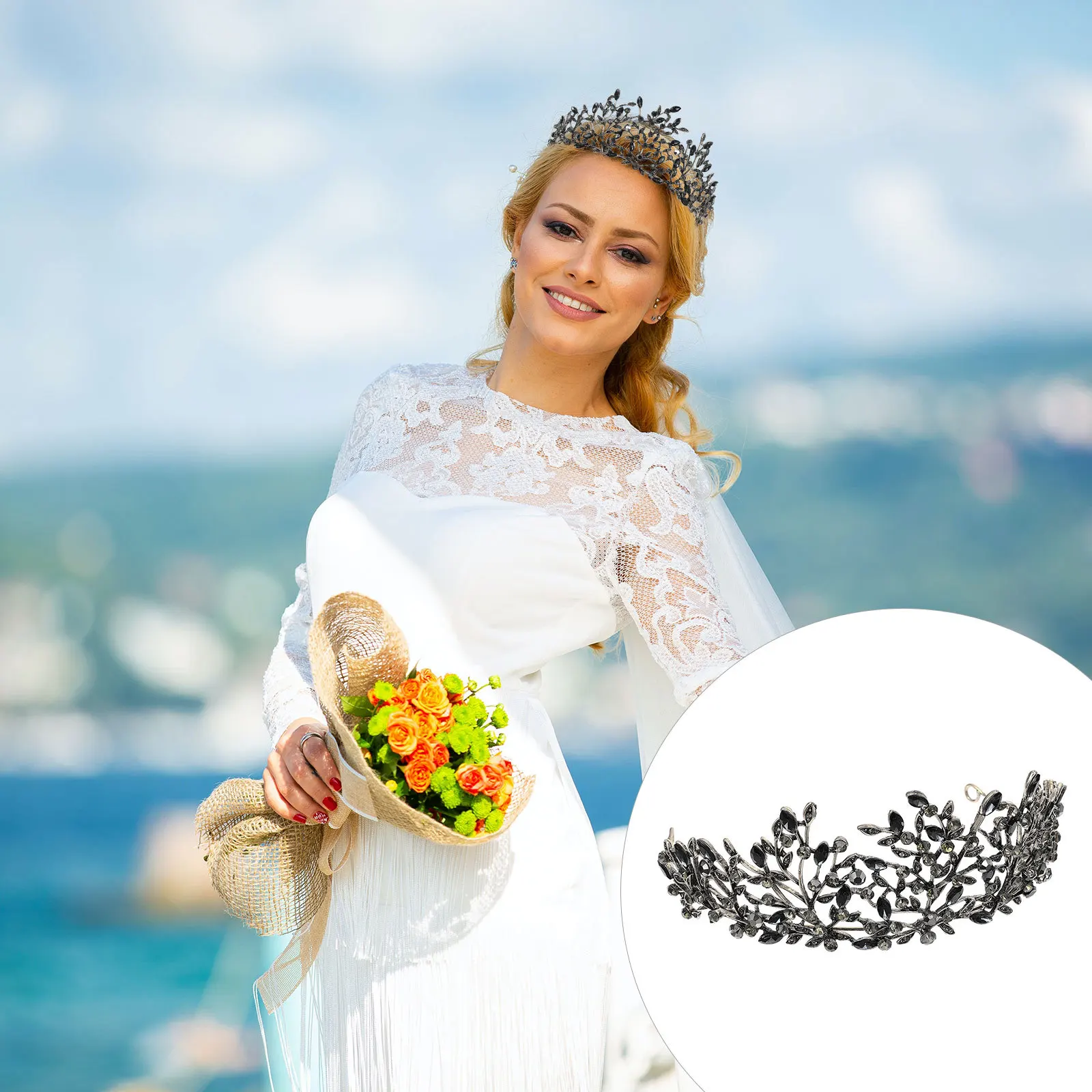 

1pc Bride Crown Headdress Baroque Rhinestone Hairwear Bridal Hair Decor Wedding Party Headband Hair Styling Tool