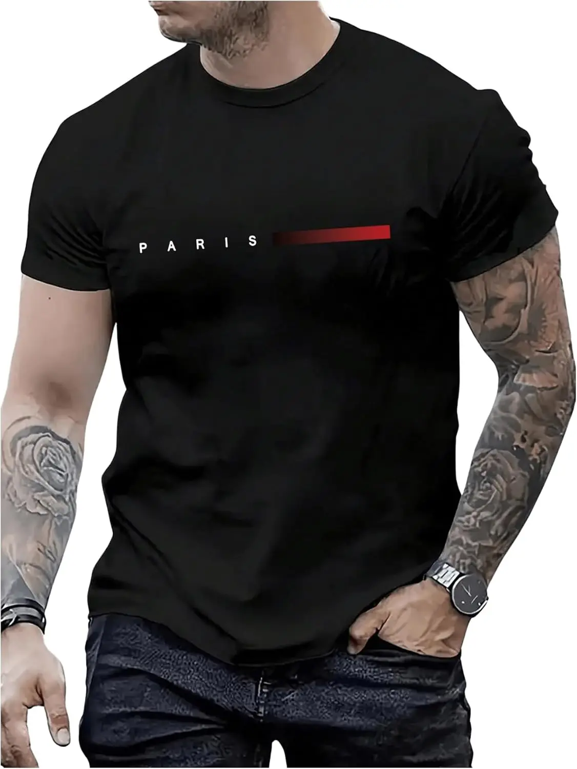 Men's Letter Print Short Sleeve T Shirt Round Neck Summer Tops 100% Cotton Trendy Y2K Short-Sleeve Tee – Soft, Quick-Drying, &
