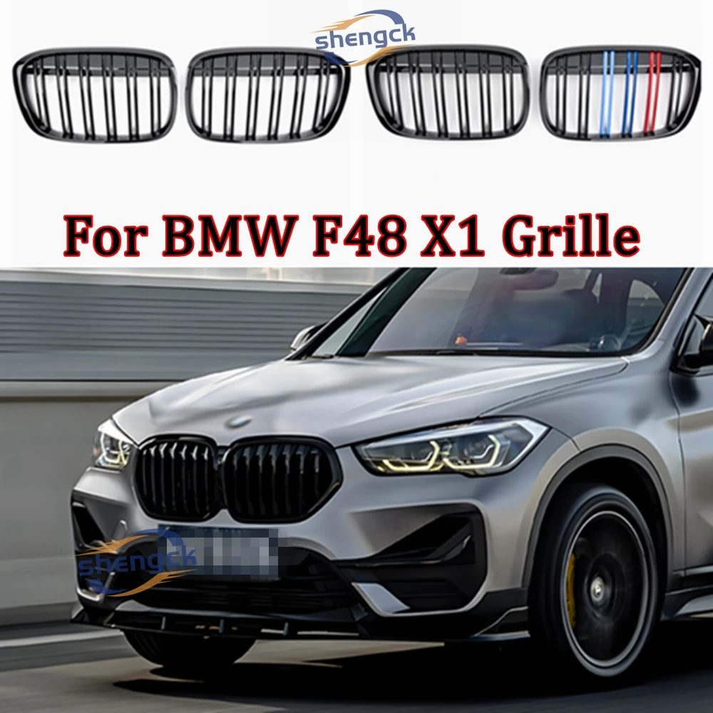 

For BMW F48 X1 SUV 2016 - 2020 Facelift LCI Front Bumper Racing Grill Replacement Car Styling F48 Kidney Grille Gloss Black ABS