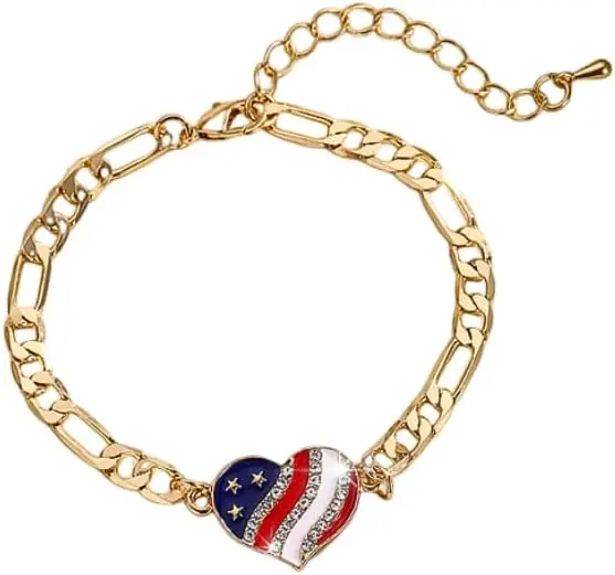 

FashionIndependenceDayUSAStarBraceletsforWomen Man Friendship 4th of July Alloy Link Bracelets Holiday Jewelry Gifts Accessories