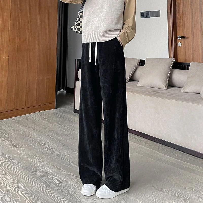 

Narrow-leg Pants Women New Spring Autumn Thin High Waist Loose Drape Small Slim Mopping Casual Straight Pants