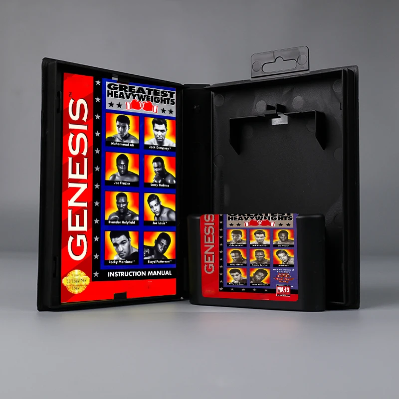 

Greatest Heavyweights USA or EUR cover 16bit MD game card with box with manual for Sega Genesis Megadrive console