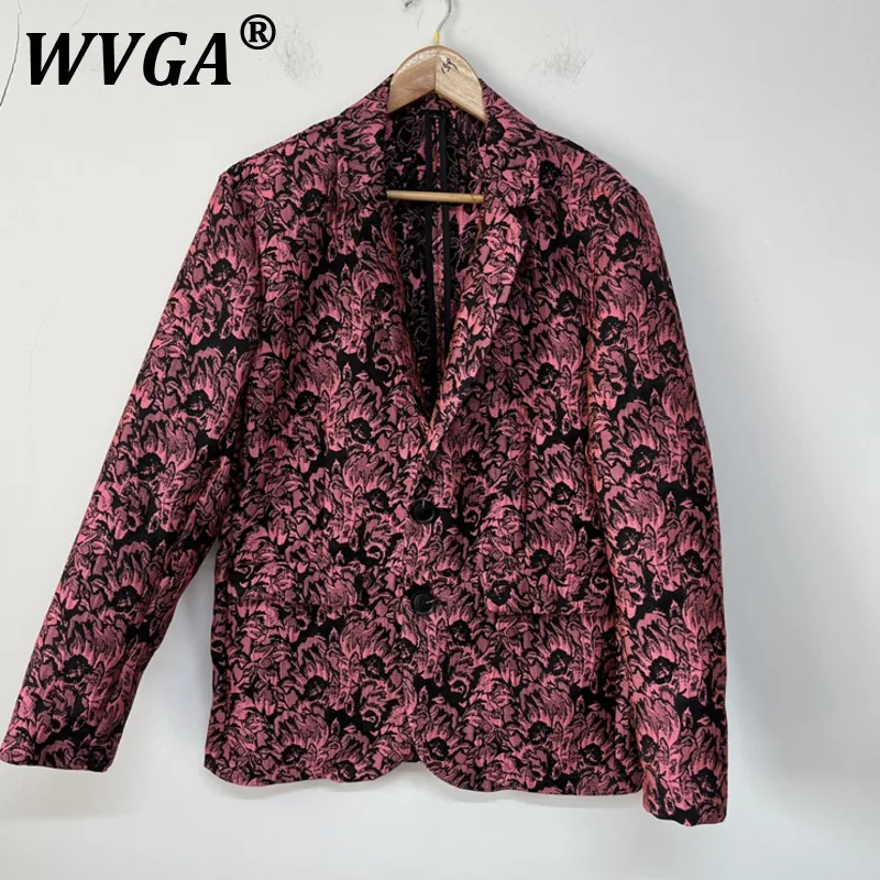 

WVGA Spring Autumn New Men's Tide Techwear Jacquard Original Design Fashion Personality Blazer Loose Chic Casual Suit-Coat W7446
