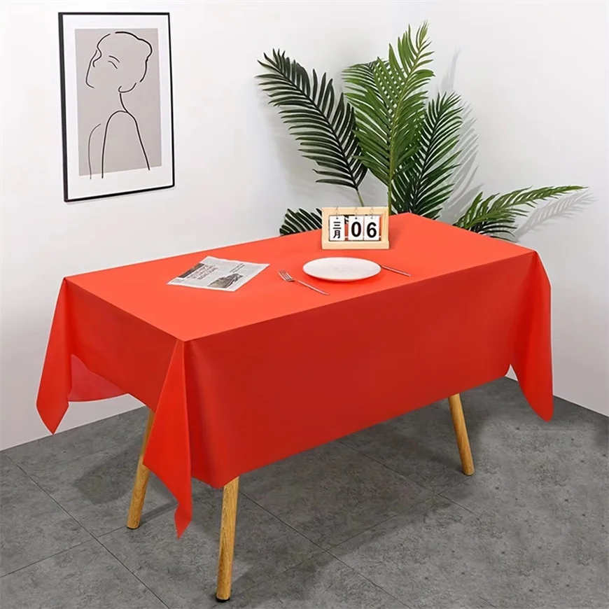 

Rectangular red home tablecloth, 2024 new solid color cotton linen tablecloth