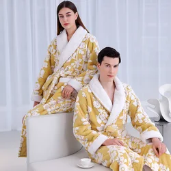 Lovers Robe Women Winter Flannel Bathrobe Thicken Warm Kimono Bath Gown Sleepwar Night Wear Plus Size 3XL Nightgown