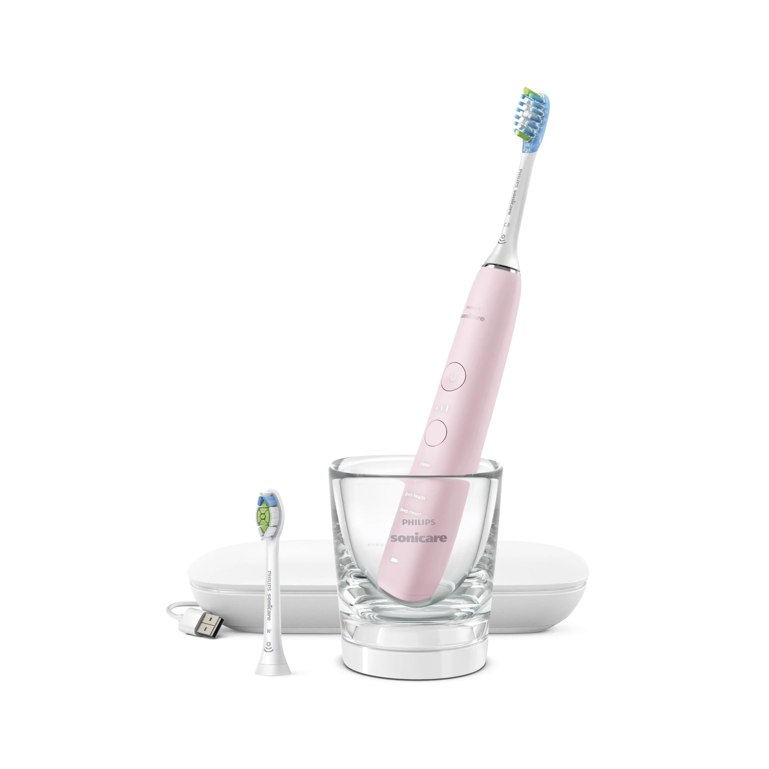 Philips Sonicare DiamondClean HX9912 rechargeable  electric toothbrush Philips Replacement Heads C3+W Adult Pink